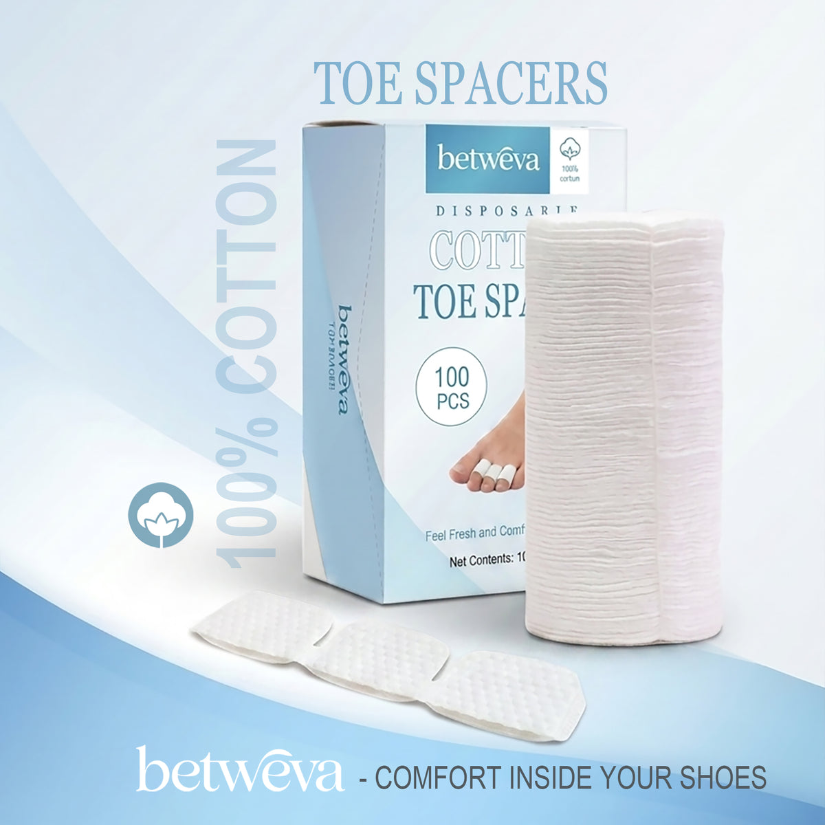 Disposable Toe Separators for Sweaty & Rubbing Toes